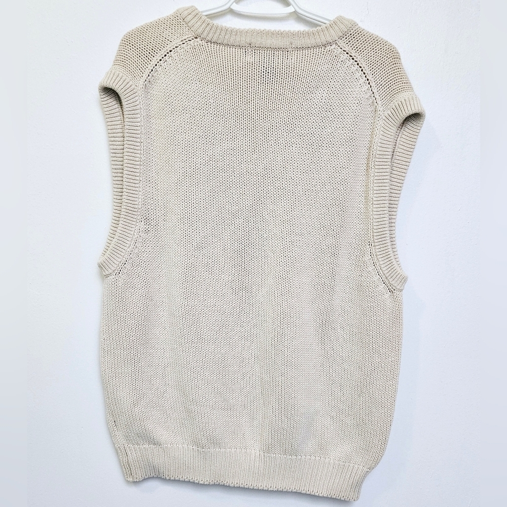 Eddie Bauer sz XL Unisex Argyle Pattern 100% Cotton V Neck Sleeveless Sweater - Picture 2 of 6
